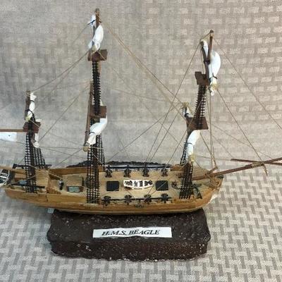 HMS Beagle plastic ship model
