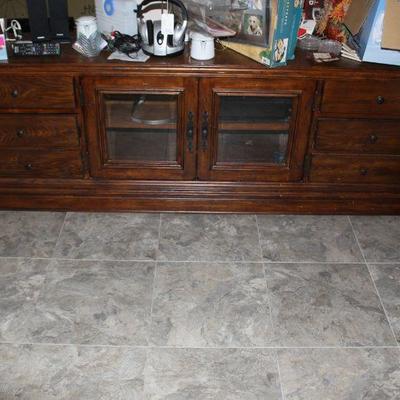 Wood Entertainment Center Cabinet w/ Drawers