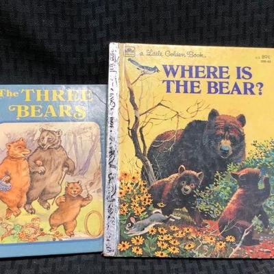 2 vintage children's books'  - Golden Book Where is the Bear? and Exeter Books The Three Bears