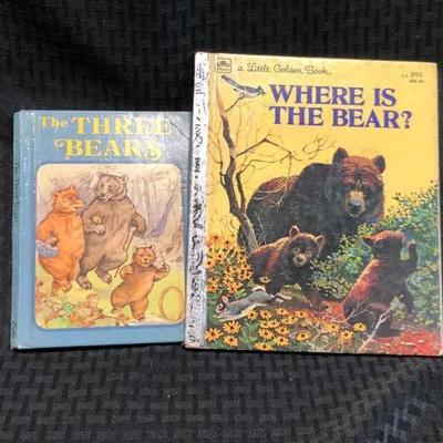 2 vintage children's books'  - Golden Book Where is the Bear? and Exeter Books The Three Bears