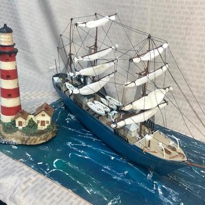 Sailing Ship and Lighthouse Diorama