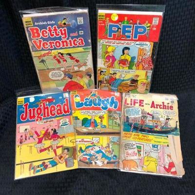 5 Vintage Archie Series Comic Books - Betty & Veronica, Jughead, Life with Archie, PEP, Laugh