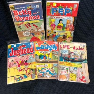 5 Vintage Archie Series Comic Books - Betty & Veronica, Jughead, Life with Archie, PEP, Laugh