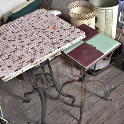 Up G Lot 14: Metal and Tile Tables
