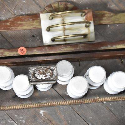 Up G Lot 21: Vintage Milkglass Spice Bottles and Shelf