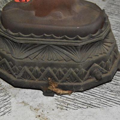 Up G Lot 29: Antique Pink Glass with Brass Lamp
