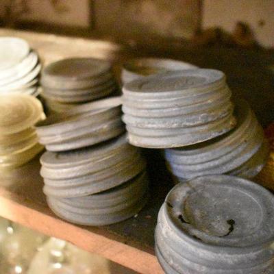 B Lot 4 Back Basement:  Vintage Canning Jar Lids