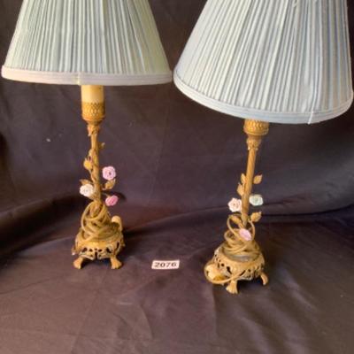 2 Vintage lamps With shades (both work) Lot 2076