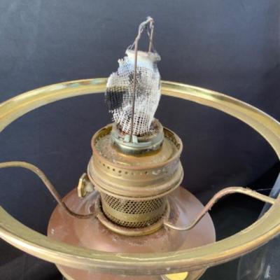 Vintage Aladdin oil lantern with globe and milk glass shade Lot 2077