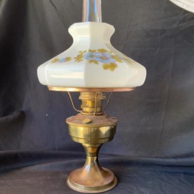 Vintage Aladdin oil lantern with globe and milk glass shade Lot 2077