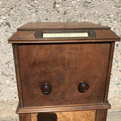 vintage speaker, square wood