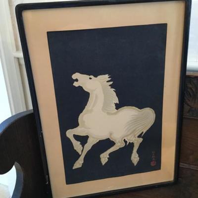 Vintage Asian Japanese Horse Art