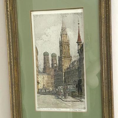 Rudolf Veit German Mid-Century Etchings Signed and Numbered Print
