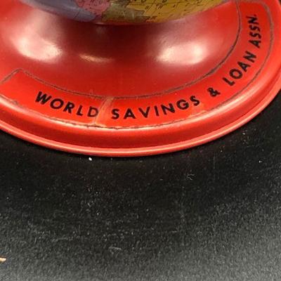 Metal Globe Bank from World Savings & Loan