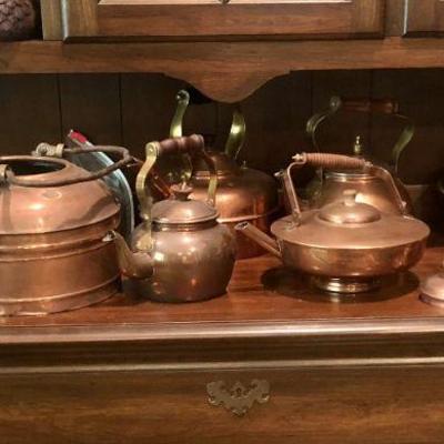 Variety of Copper Tea Pots