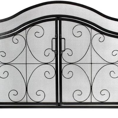 Inno Stage Wrought Iron Fireplace Screen w/2 Doors Large Decor Fire Place Panel (C18-025)