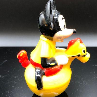 DISNEY Mickey Mouse rolly-polly mouse on yellow horse 4