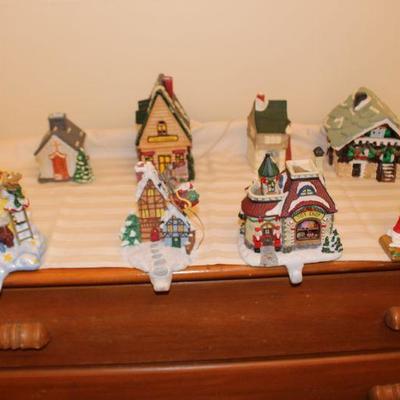 C-4 Christmas Stocking Holder 4 Houses-Smith Shop-Schoolhouse-Church Christmas House
