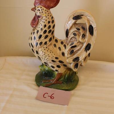 C-6  Large Ceramic Spotted Farmhouse Rooster 