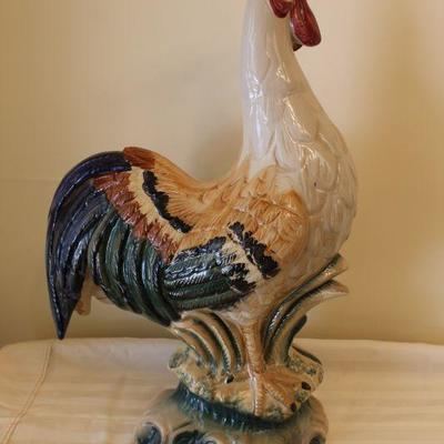 C-7 Large Ceramic Green Tail Farmhouse Rooster -AS IS