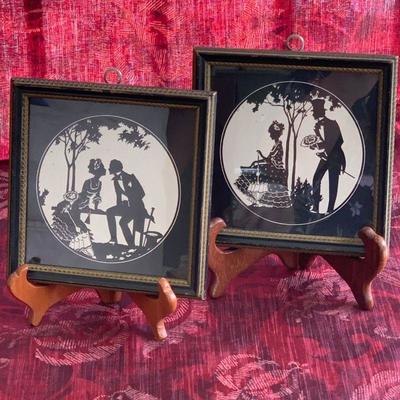 LOT 1  PAIR VINTAGE SILHOUETTES COURTING COUPLES