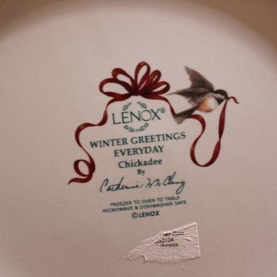 C-21 Lenox  C-20 Lot Christmas Bird Plates Winter Greetings Everyday -Chickadee -Plates -Mugs -Casserole-Gravy Boat-Cereal-Bowls -Serving...