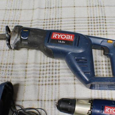 Lot 69: Large Collection of 18 Volt Ryobiâ„¢ One+ Cordless Tools w/ Charger and Battery (tested A+ w/ Slight Damage Shown)