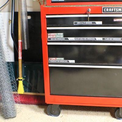 Lot 74: Large Wheeled Craftsmanâ„¢ Tool Tray Box (w/ Key Lock and Magnetic Identification Labels) - RED