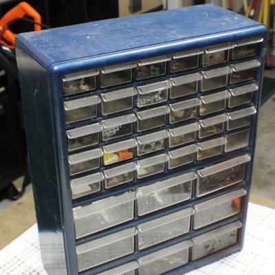 Lot 99: Vintage Clear Tray Organizer full of Items