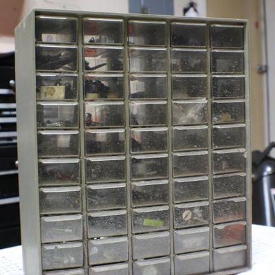 Lot 100: Vintage Clear Tray Organizer Gray Color Full of Items