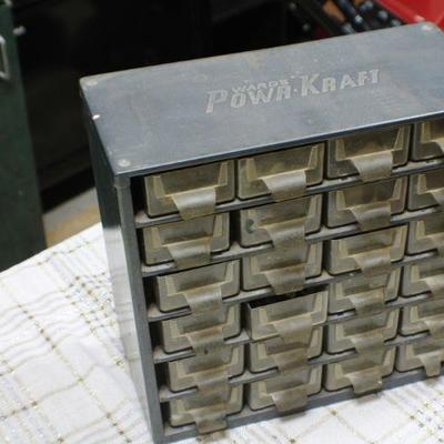 Lot 101: Vintage PowerKraftâ„¢ Wards Organizer Case Full of Items 