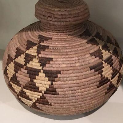 Native American Indian Woven Basket w/ Lid by Matilda Shangase item #100