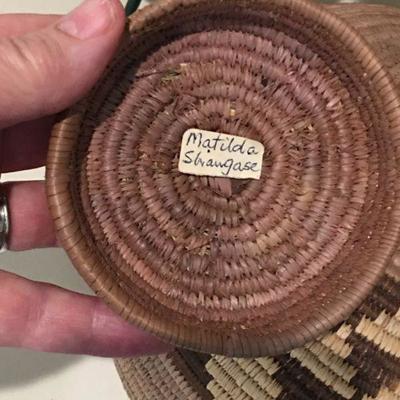 Native American Indian Woven Basket w/ Lid by Matilda Shangase item #100