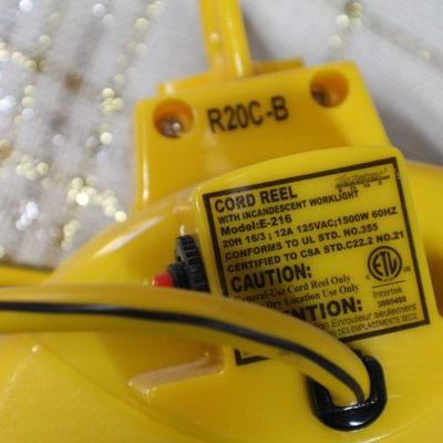 Lot 123: Yellow Power Cord Reel w/ Shop Mechanic Work Light (Tested A+)
