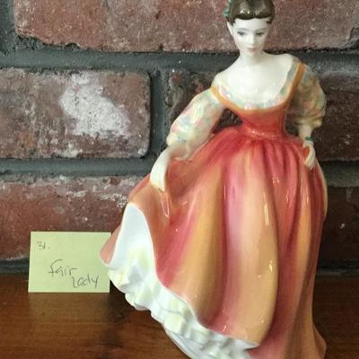 Royal Doulton Vintage Figurine 1962 Fair Lady Coral Pink HN 2835 England 31