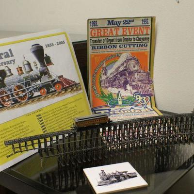 Lot 176: Railroad Model Trains, Track Section, Coaster and Posters