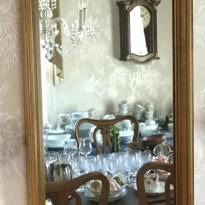 Large Vintage Wood Mirror 32" x 16" 