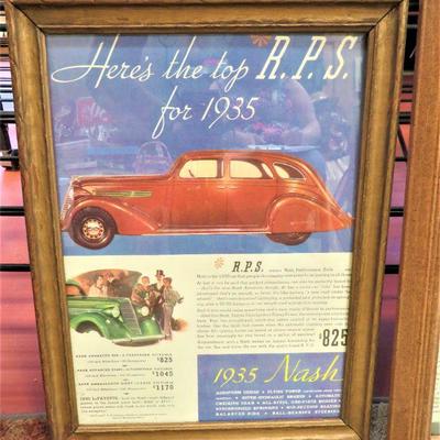 1935 R.P.S. NASH LaFayette AD Wood FRAMED VINTAGE Car Advertising