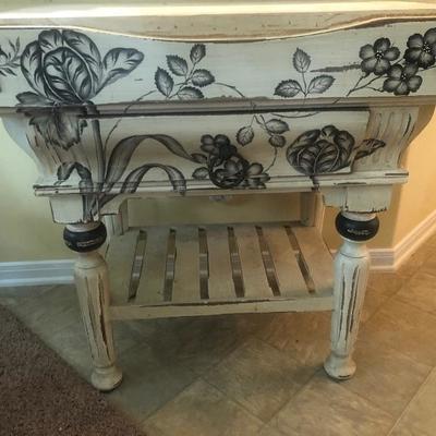 Very unique heavy duty hand painted table.  