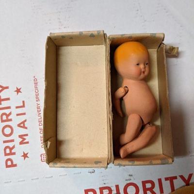 Vintage Kerr and Hinz K&H USA all bisque jointed baby doll in original box