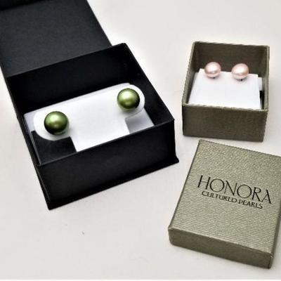 Lot #2  Two pair Honora Cultured Pearl pierced earrings in original boxes