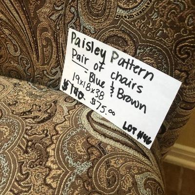 Paisley Pattern Pair Of Chairs 