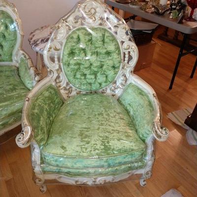 7 piece Hollywood Regency French Provincial Living Room Set Plastic and All! 