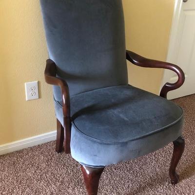 Blue Velour Arm Chair 