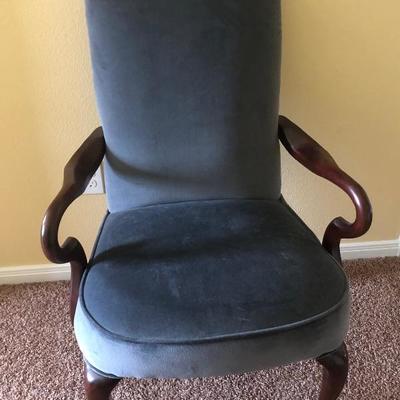 Blue Velour Arm Chair 