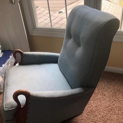 Blue Padded rocking chair 