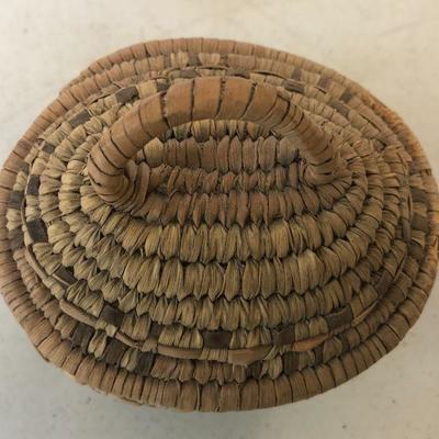 Oval Antique Sweetgrass Covered Basket
