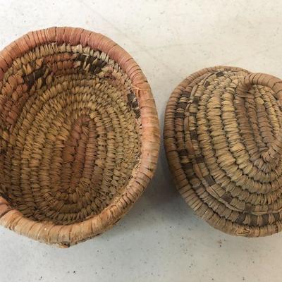 Oval Antique Sweetgrass Covered Basket