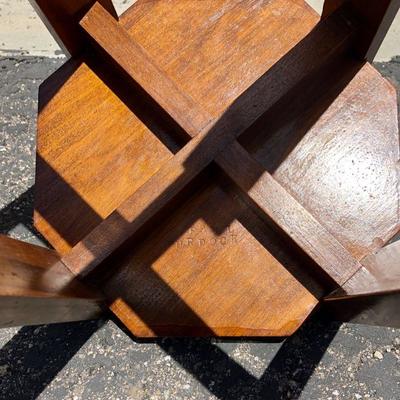 Vintage Small Octagon Wood Accent Table or Plant Stand