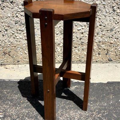 Vintage Small Octagon Wood Accent Table or Plant Stand
